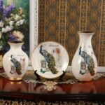 3 pièces de vases en céramique chinoise avec bordure dorée motif 3D_17