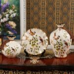 3 pièces de vases en céramique chinoise avec bordure dorée motif 3D_18