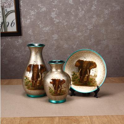 3 pièces de vases en céramique chinoise avec bordure dorée motif 3D_2