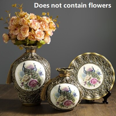 3 pièces de vases en céramique chinoise avec bordure dorée motif 3D_4