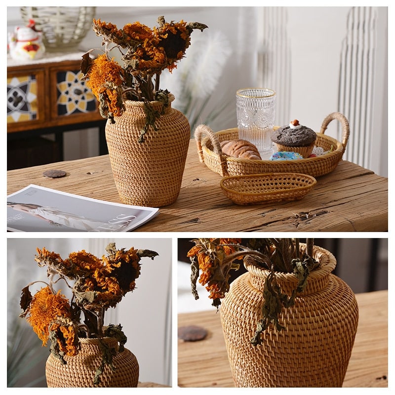 Cache-pot en rotin en forme de vase pour décoration_6