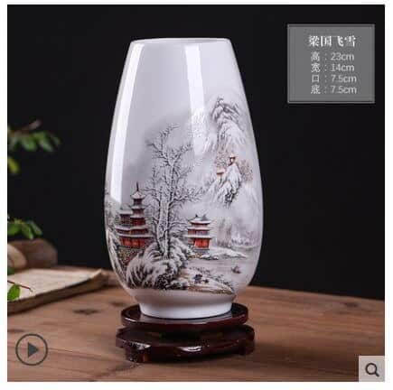 Élégant vase chinois avec bordure arrondi en porcelaine Maison