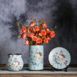 Ensemble de 3 vase japonais vintage en céramique motif fait à la main_11