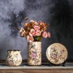 Ensemble de 3 vase japonais vintage en céramique motif fait à la main_13