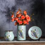 Ensemble de 3 vase japonais vintage en céramique motif fait à la main_18
