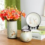 Ensemble de 3 vase japonais vintage en céramique motif fait à la main_6