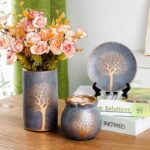Ensemble de 3 vase japonais vintage en céramique motif fait à la main_9