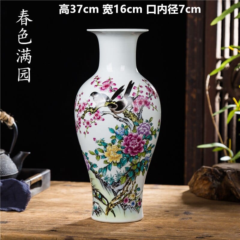 Grands vases style japonais en céramique 16x37cm-A