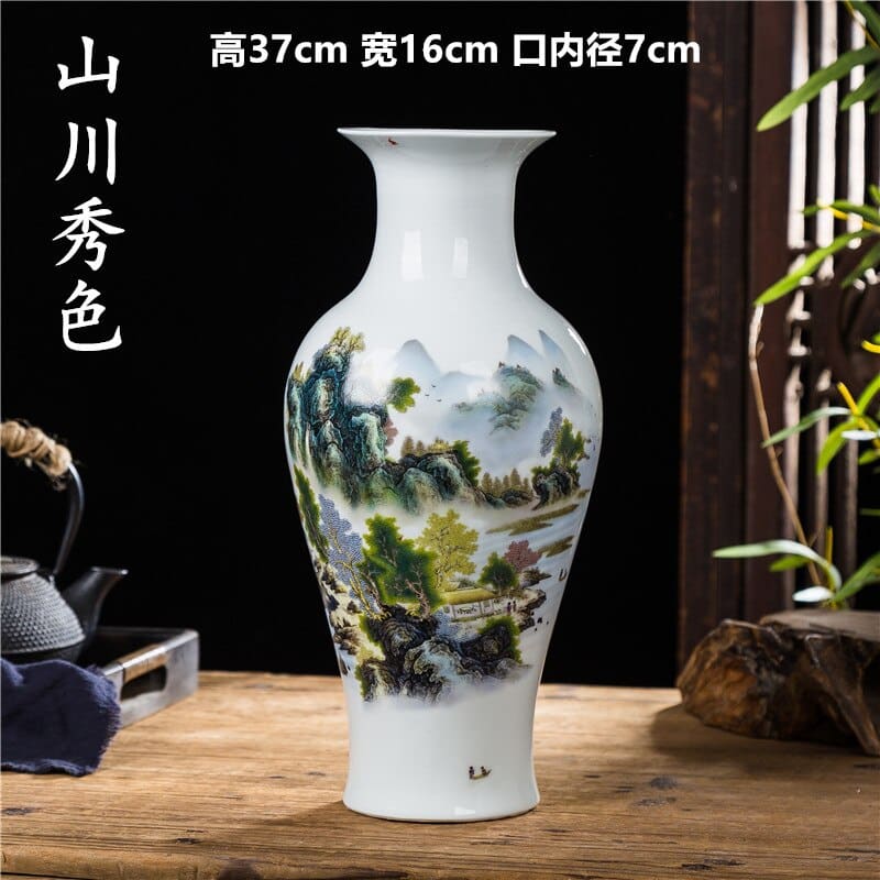 Grands vases style japonais en céramique 16x37cm-C