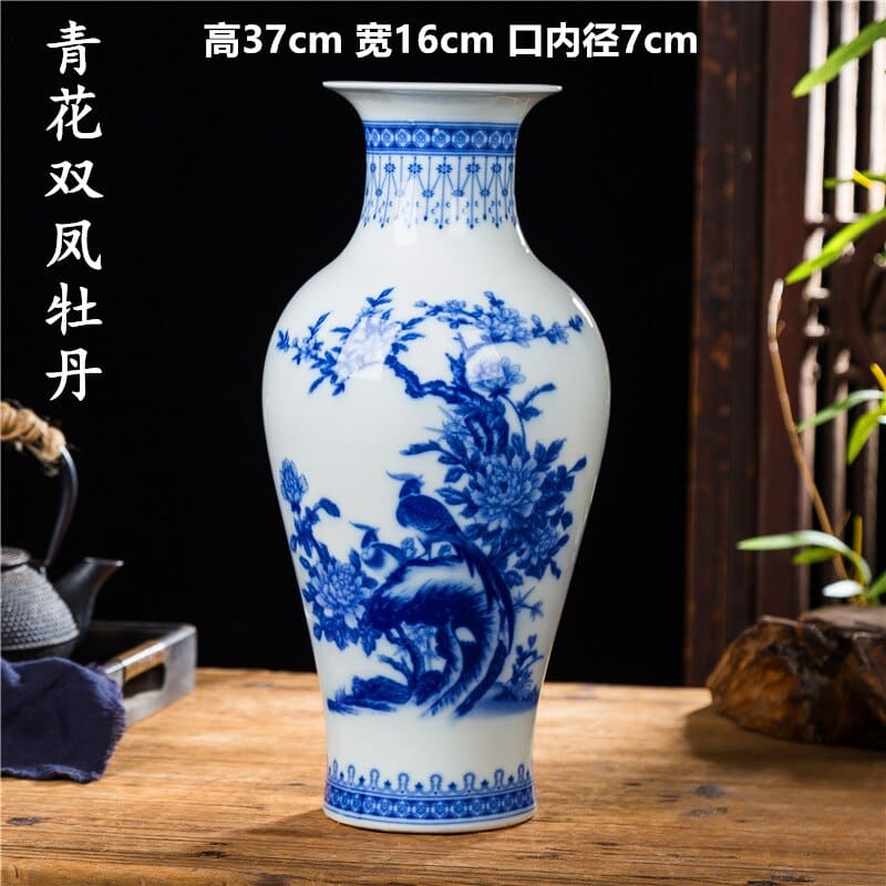 Grands vases style japonais en céramique 16x37cm-D