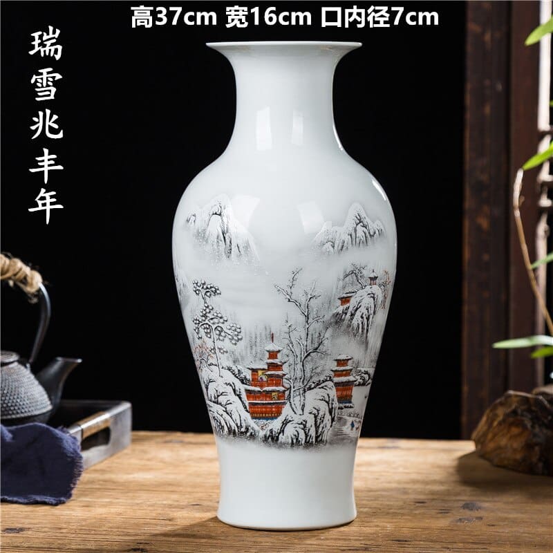 Grands vases style japonais en céramique 16x37cm-E