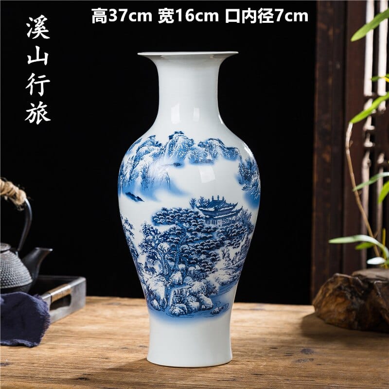 Grands vases style japonais en céramique 16x37cm-J