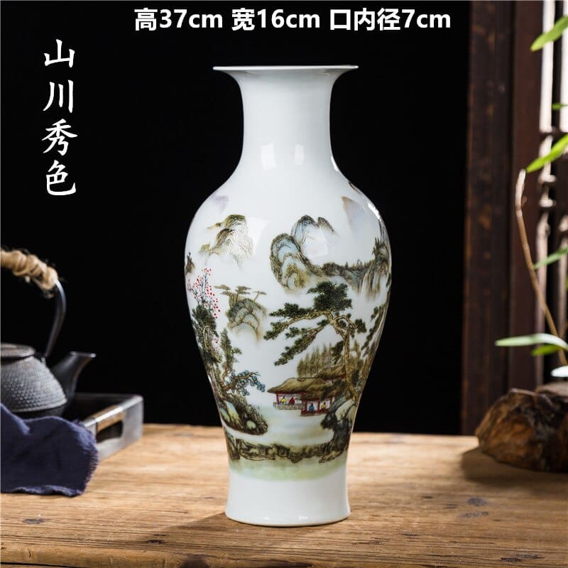 Grands vases style japonais en céramique 16x37cm-K