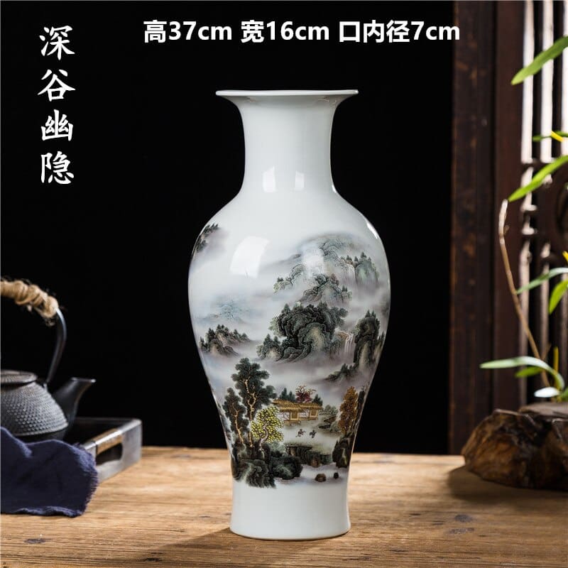 Grands vases style japonais en céramique 16x37cm-L