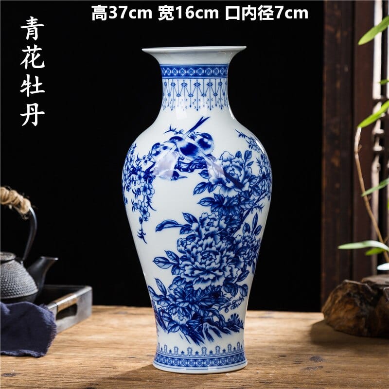 Grands vases style japonais en céramique 16x37cm-M