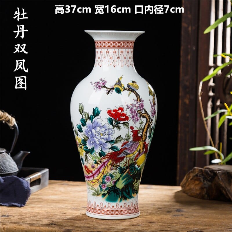 Grands vases style japonais en céramique 16x37cm-U