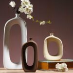 Joli vase beige de style nordique Vintage en céramique brossé_7