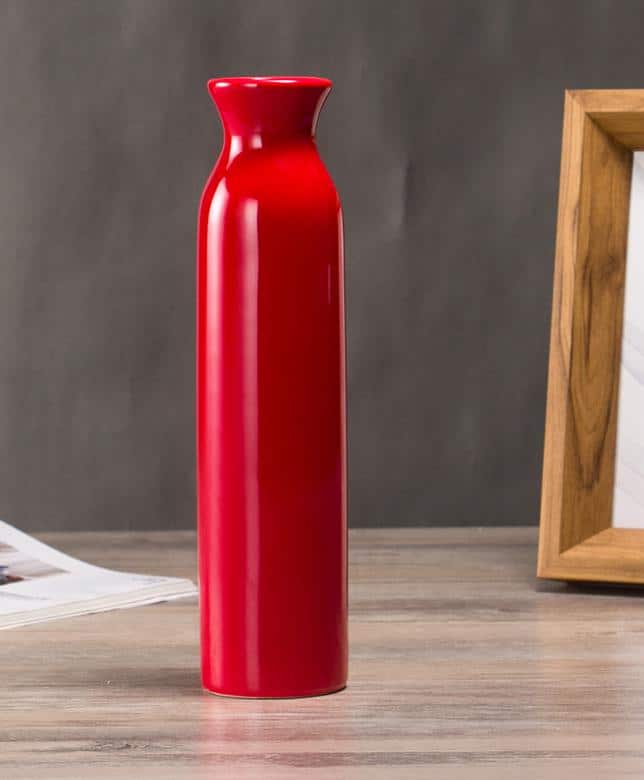 Joli vase décoratif en céramique rouge Rouge L