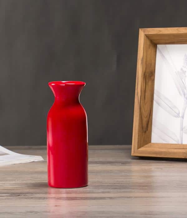 Joli vase décoratif en céramique rouge Rouge S