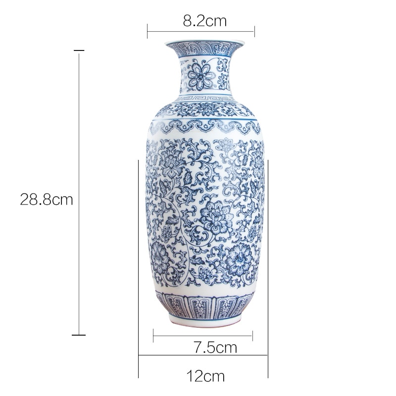 Joli vase en porcelaine et céramique bleu et blanc Long États-Unis
