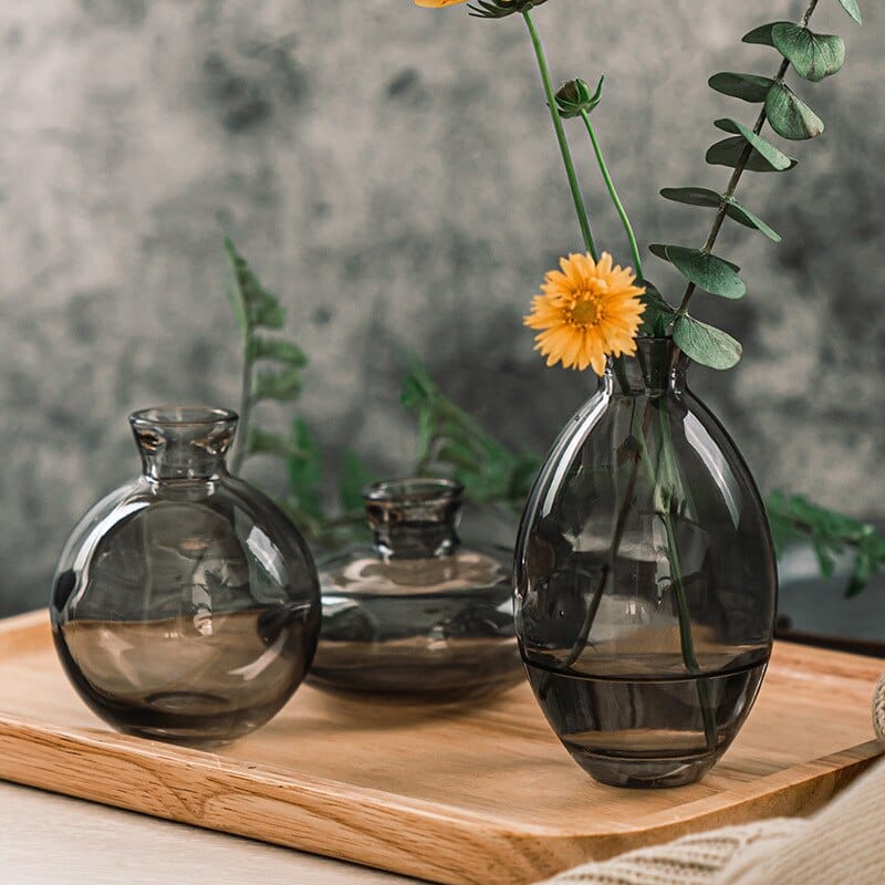 Mini Vase créatif de design classique en verre Transparent Noire