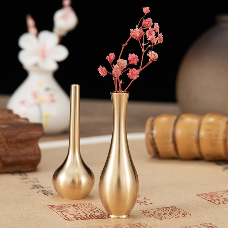 Mini Vase design à fleurs coniques en cuivre pur pour table_1