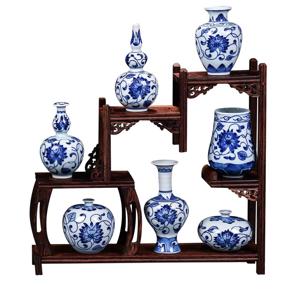 Minivase style chinois en porcelaine à motif floral IMAGE VARIATION_1_
