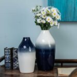 Vase 2 pièces en céramique bleu et blanc_8