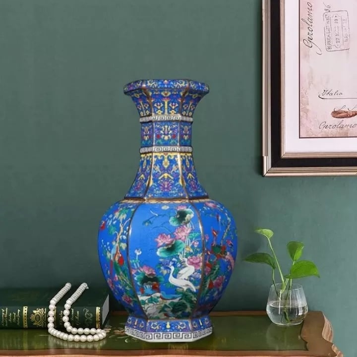 Vase Grec design antique en céramique excellente pour la fleur sèche Bleu