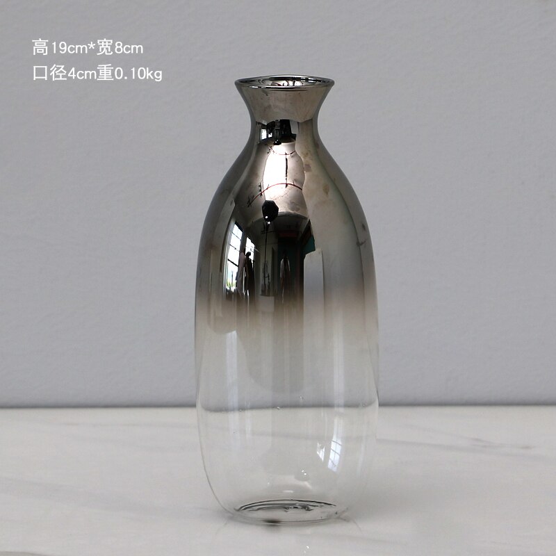 Vase à design Simple et moderne en verre argenté Noire