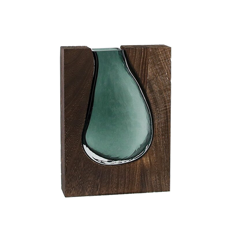 Vase à design nordique en bois et verre Transparent_3