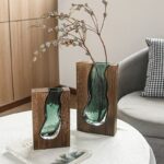 Vase à design nordique en bois et verre Transparent_8