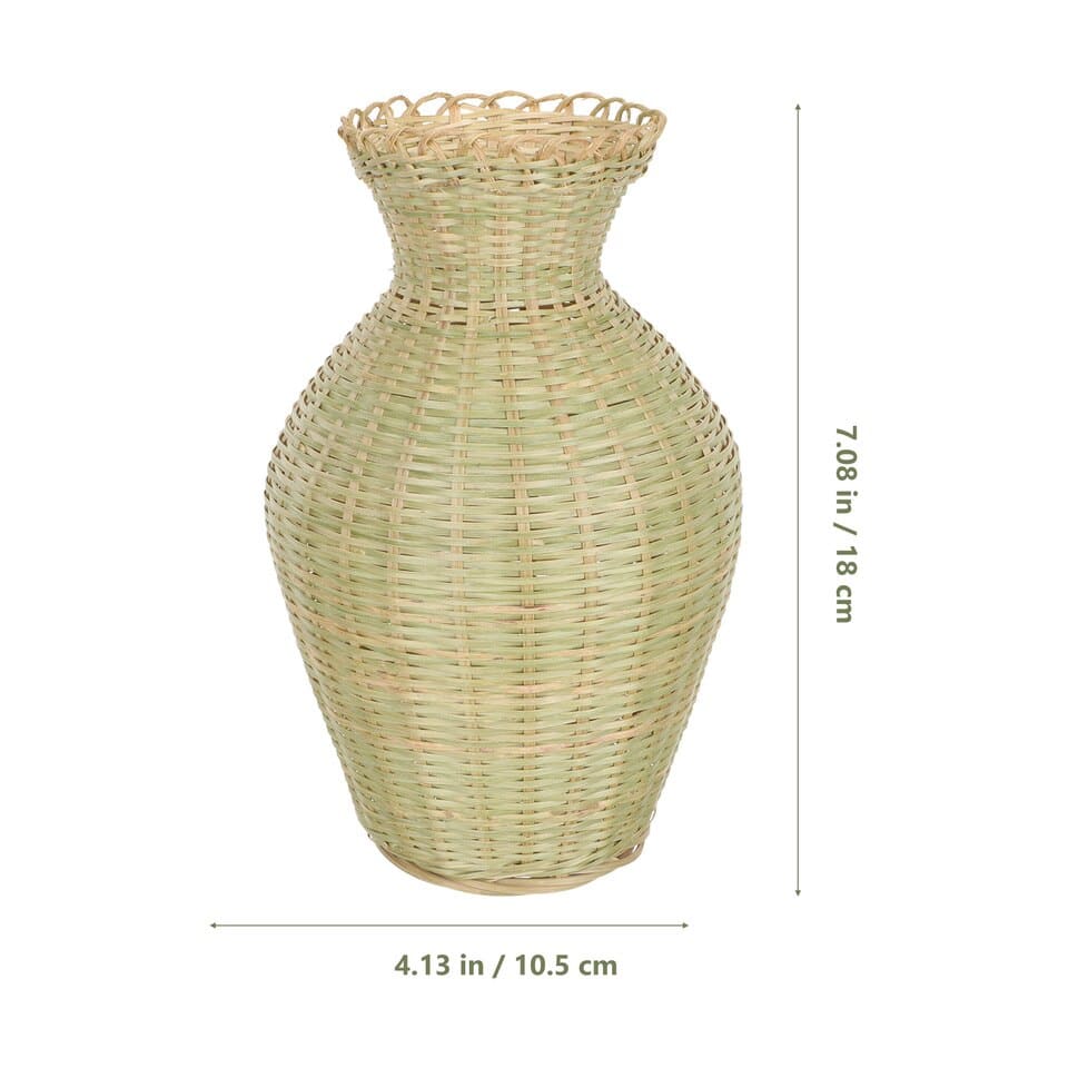 Vase à fleurs en osier tissé rustique pour maison 18x10.5x10.5cm