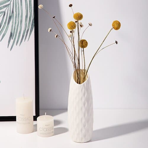 Vase à fleurs en plastique de style nordique blanc_2