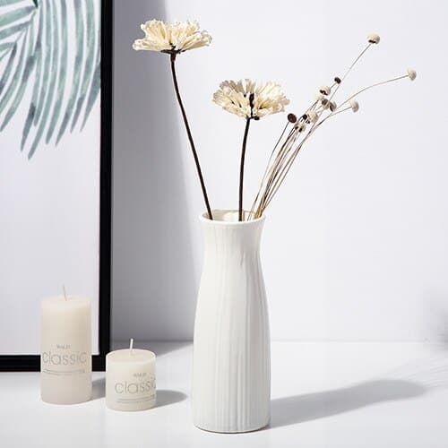Vase à fleurs en plastique de style nordique blanc Long blanche