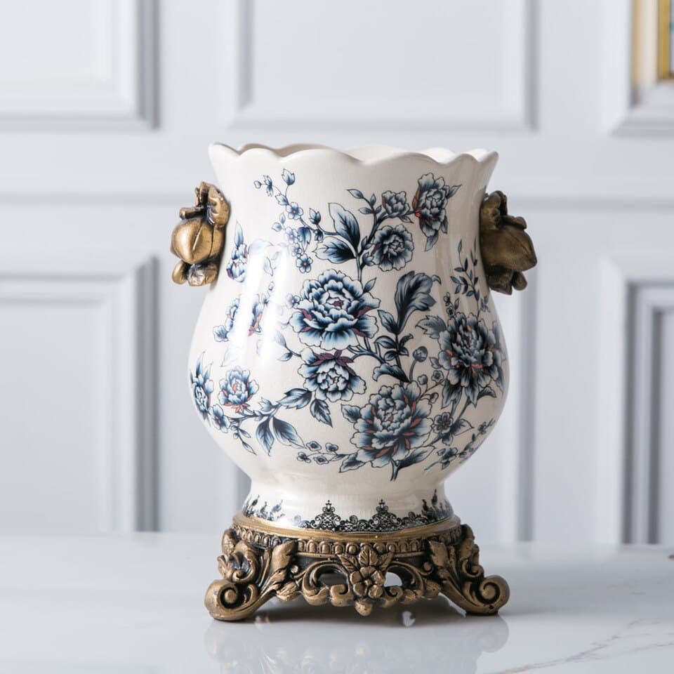 Vase à fleurs en porcelaine chinoise a borduré dentelle_1