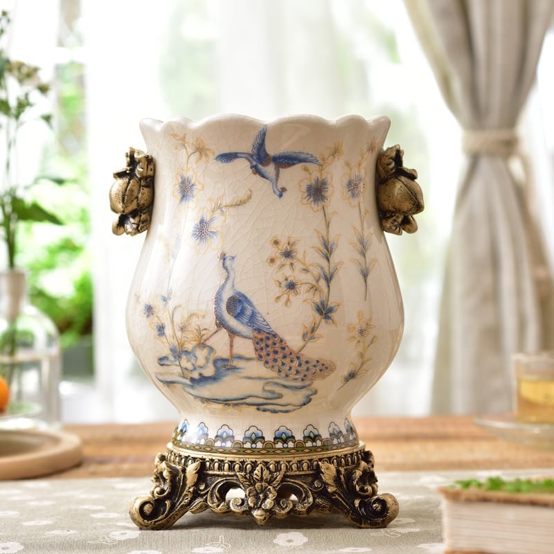Vase à fleurs en porcelaine chinoise a borduré dentelle_4