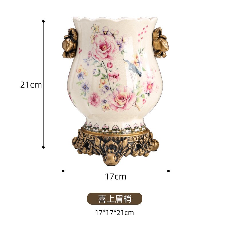 Vase à fleurs en porcelaine chinoise a borduré dentelle Rose