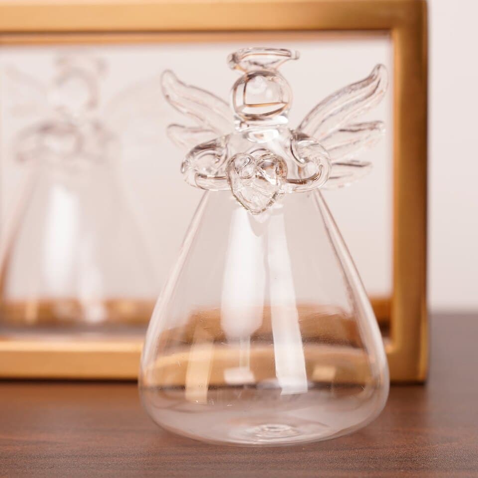 Vase à fleurs en verre Transparent hydroponique à motif ange_1