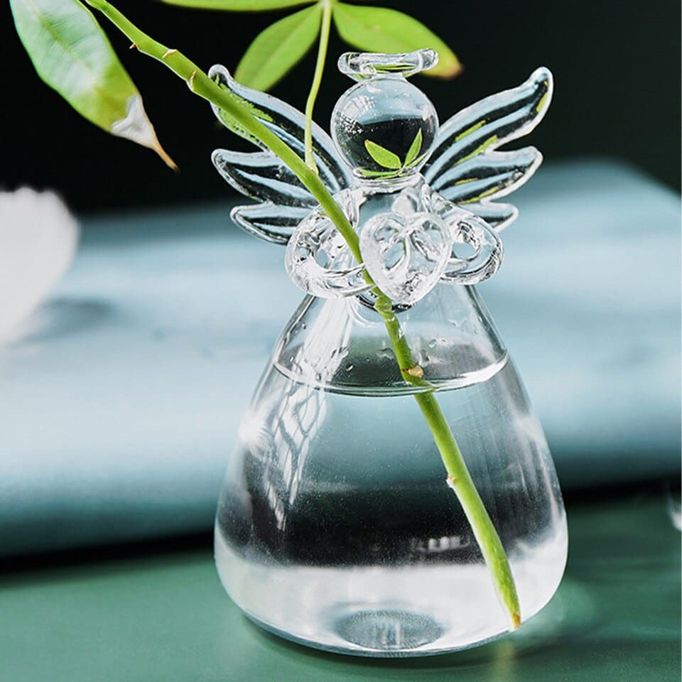 Vase à fleurs en verre Transparent hydroponique à motif ange_3