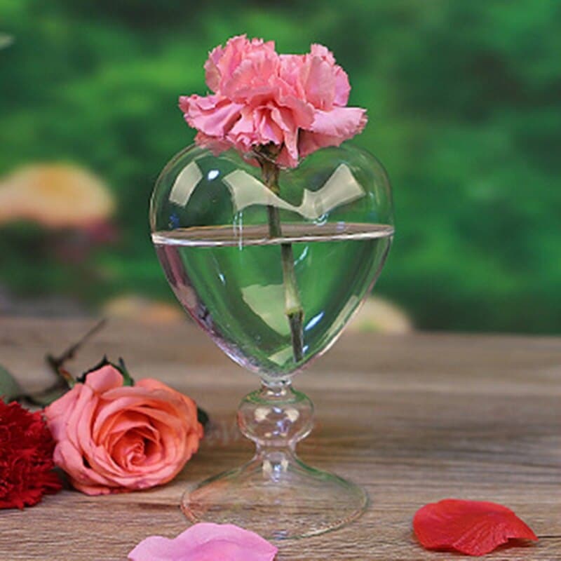 Vase à fleurs en verre en forme de cœur_2