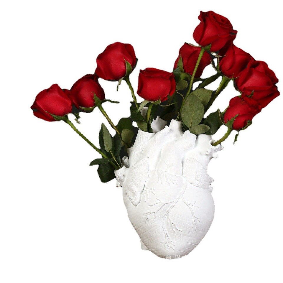 Vase à fleurs séchées créatif en résine en forme de cœur_3