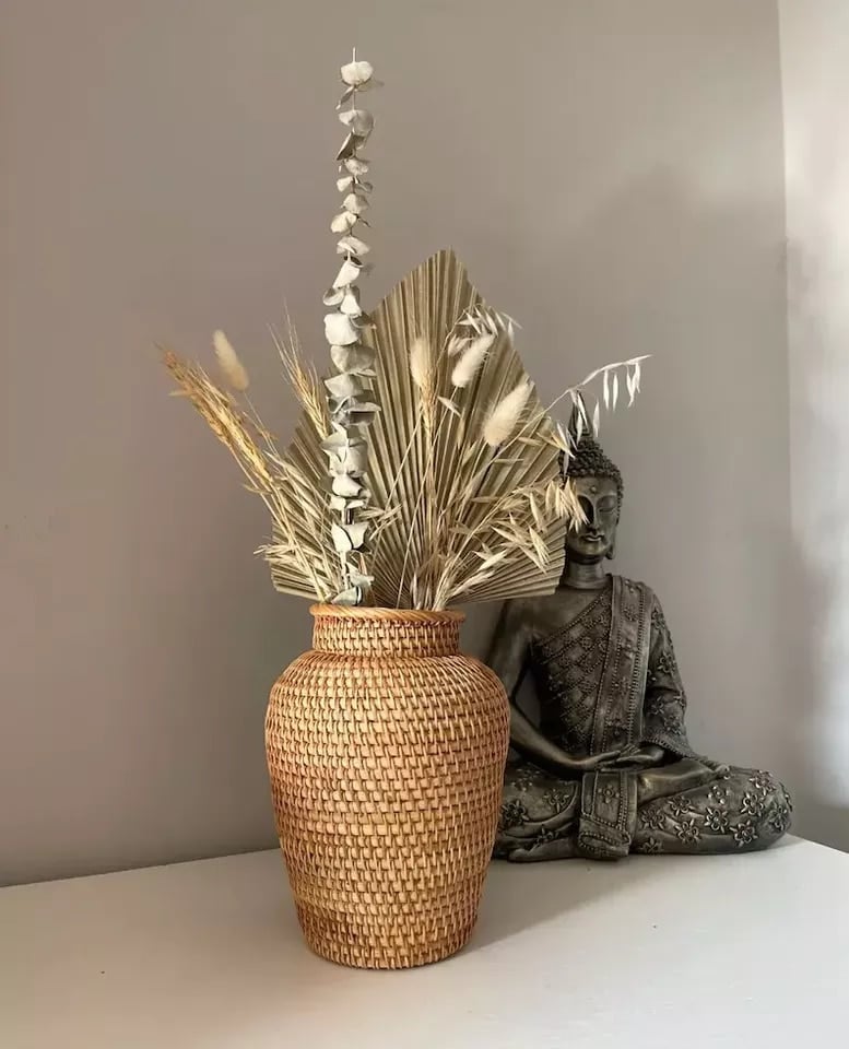 Vase à fleurs simple en osier pour décoraiton_1