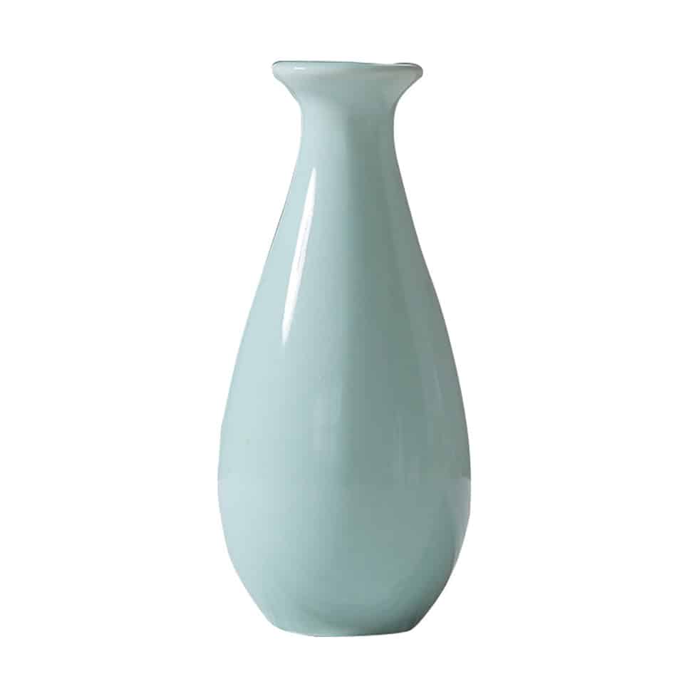 Vase à fleurs vintage blanc sec en céramique Bleue ciel