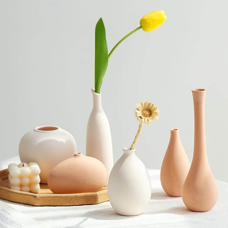 Vase artisanal à fleurs séchées en céramique_4