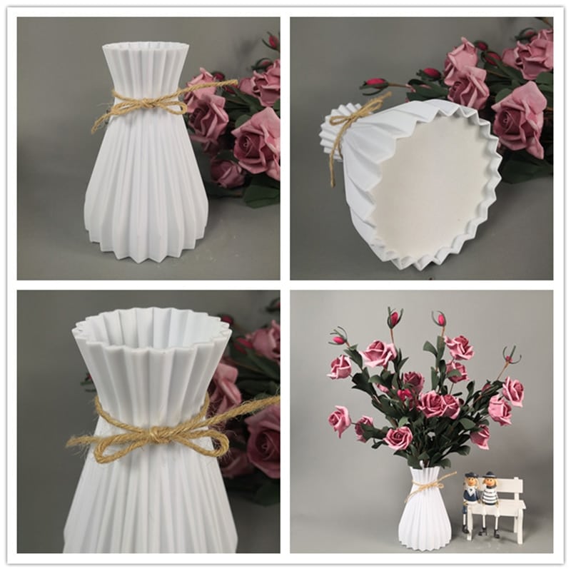 Vase blanc à fleurs nordique décoratif en plastique_1