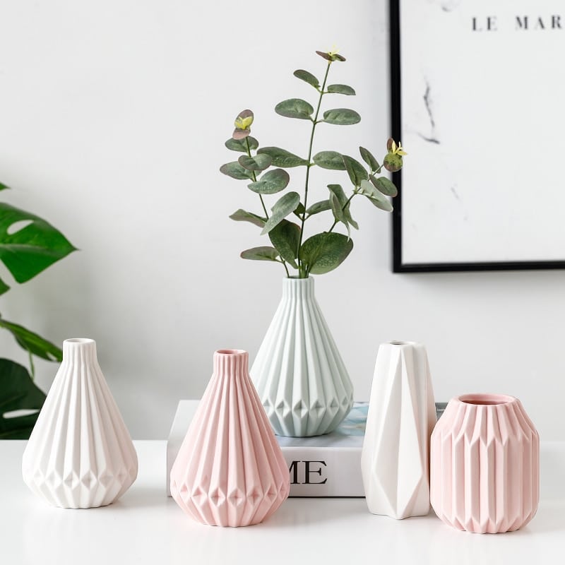 Vase blanc décoration de table à fleurs nordique en céramique_1