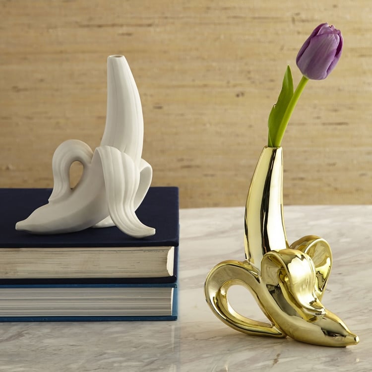 Vase blanc en céramique à fleurs de table à style banane_3