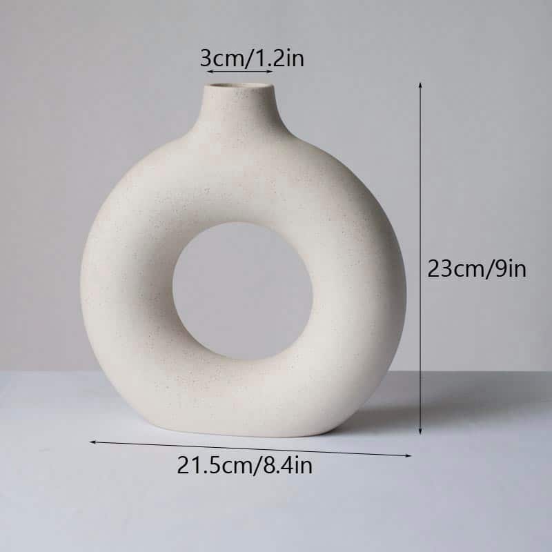Vase blanc stylé circulaire creux en céramique Long