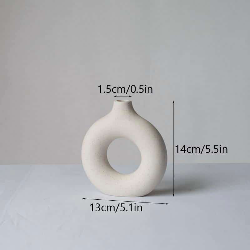 Vase blanc stylé circulaire creux en céramique Petit